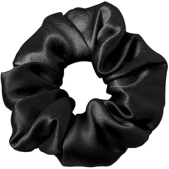 M.A.S Hair Scrunchies Black Pack of 3 Hair Bobbles Silk Scrunchies Made of Satin Soft Like Silk for Women Hair Scrunchies Cute Soft Elastic Hair Bands Fashion Hair Accessories (Black) - Image 2